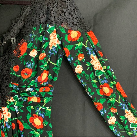 Anthropologie Lacy V Neck Black Floral Mini Dress , size 6 - Picture 6 of 13
